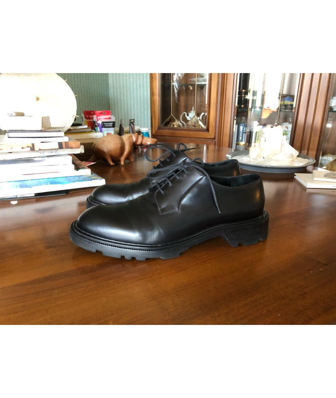JIL SANDER Черные кожаные низкие ботинки, фото 8