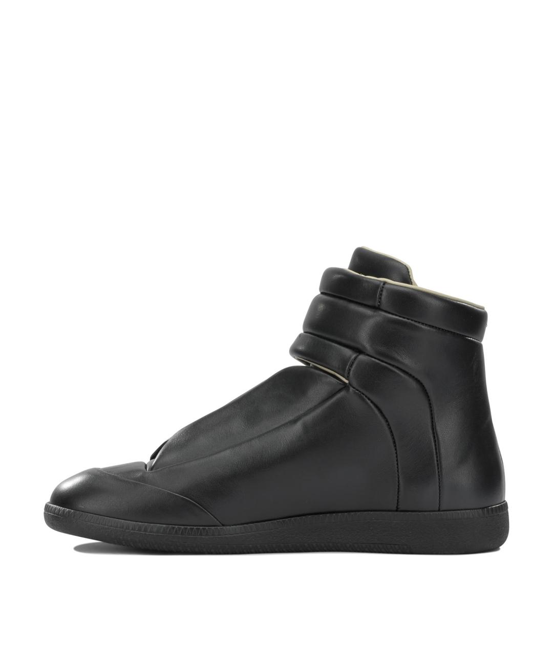 MAISON MARGIELA Черные кожаные высокие кроссовки / кеды, фото 3