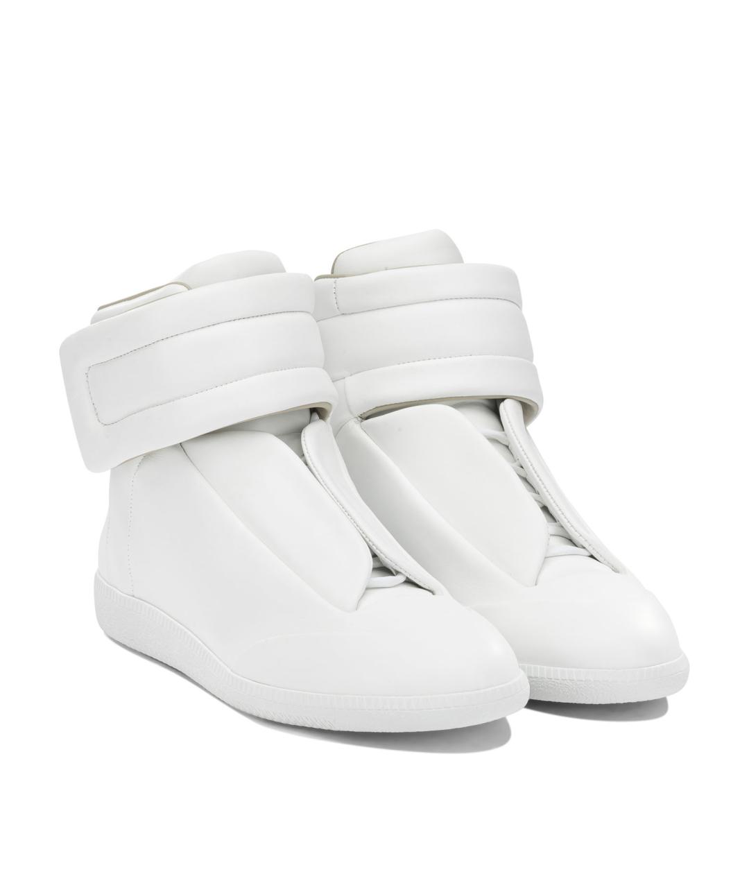 MAISON MARGIELA Белые кожаные высокие кроссовки / кеды, фото 2