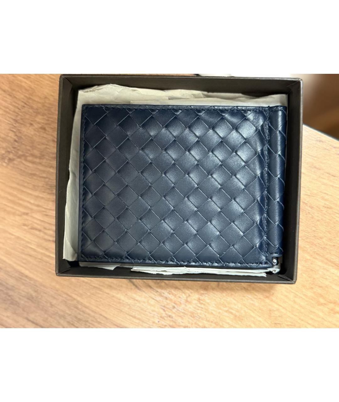 BOTTEGA VENETA Темно-синий кожаный кошелек, фото 2