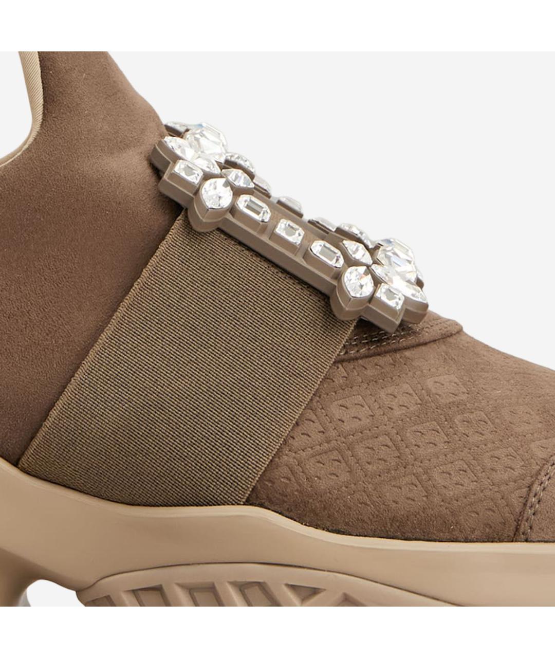 ROGER VIVIER Коричневые замшевые кроссовки, фото 5