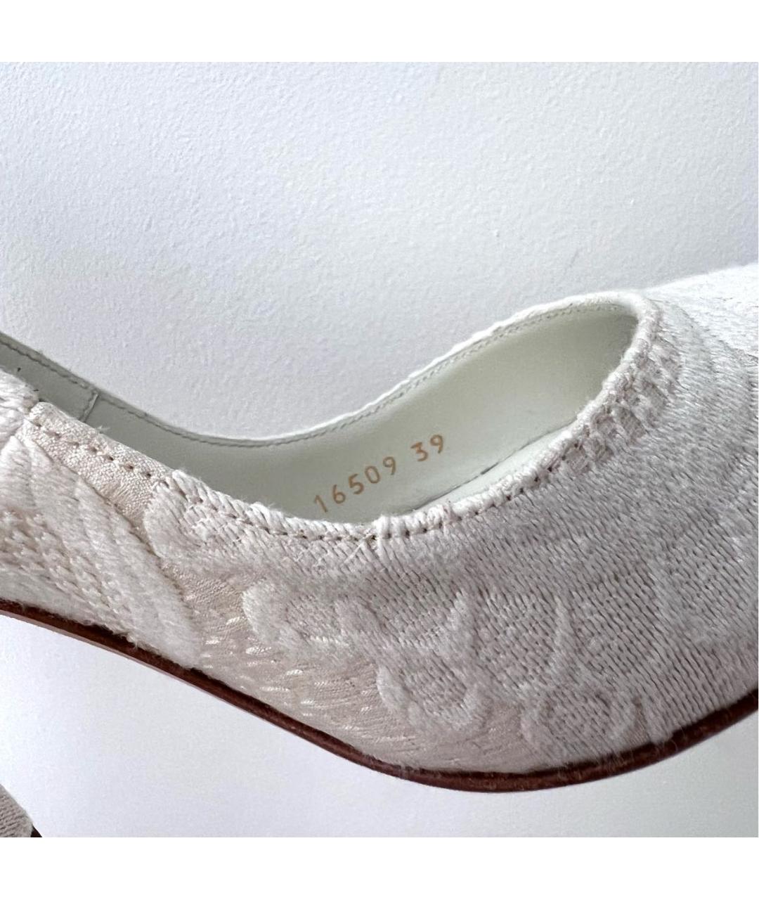 DOLCE&GABBANA Белые текстильные свадебные туфли на высоком каблуке, фото 6