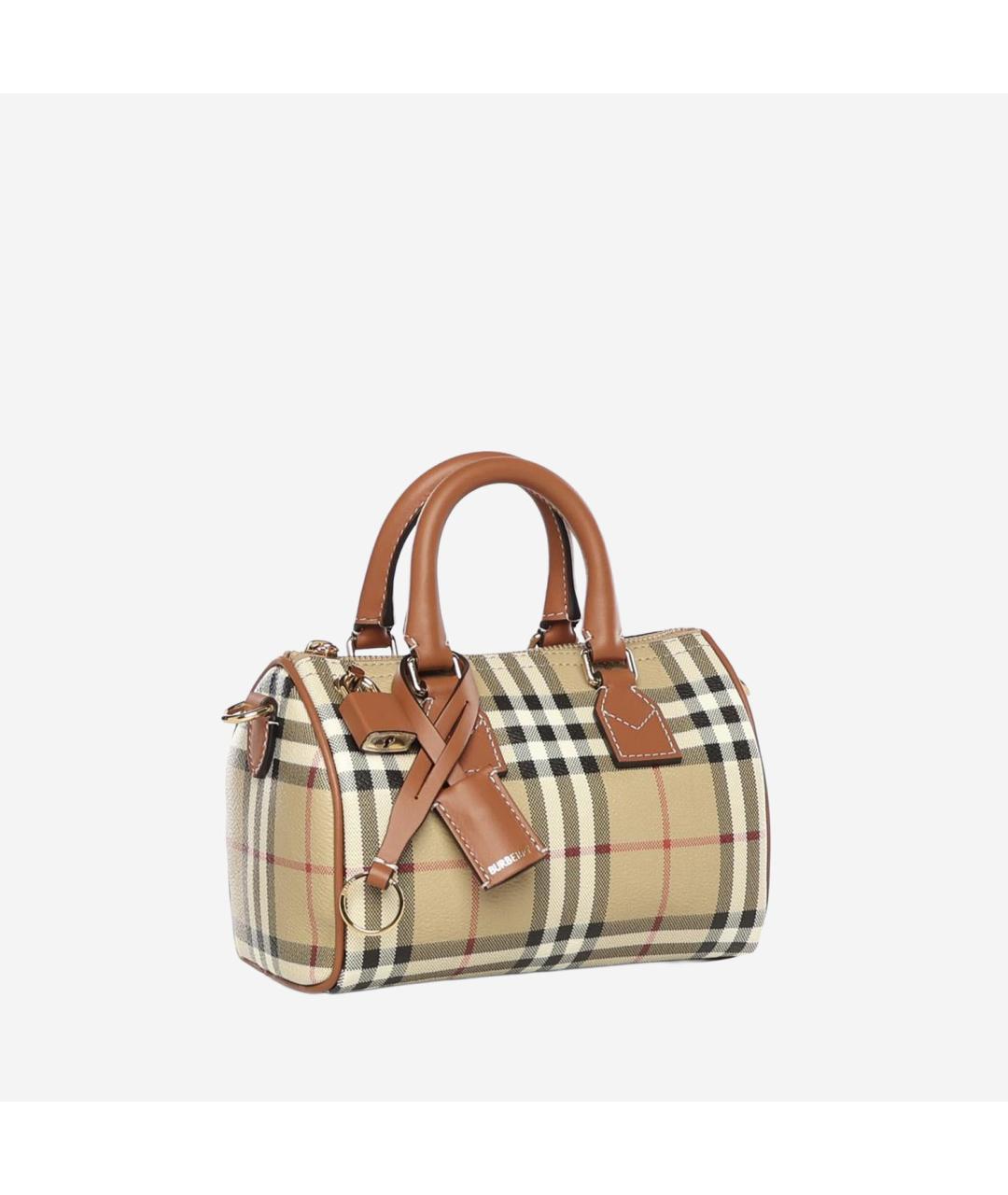 BURBERRY Коричневая хлопковая сумка с короткими ручками, фото 2