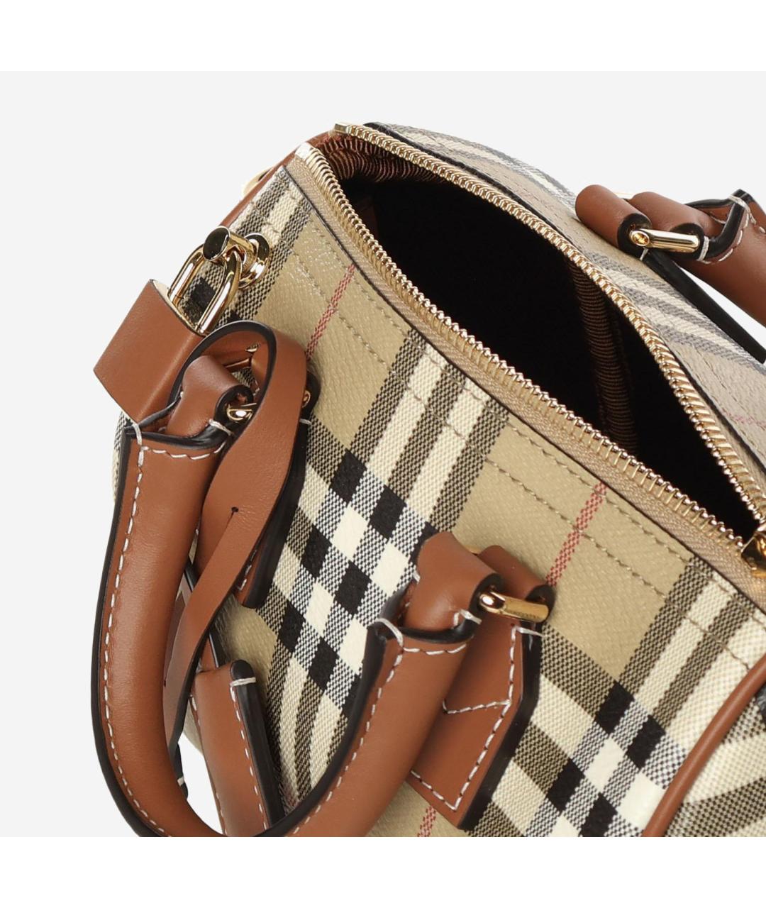 BURBERRY Коричневая хлопковая сумка с короткими ручками, фото 4