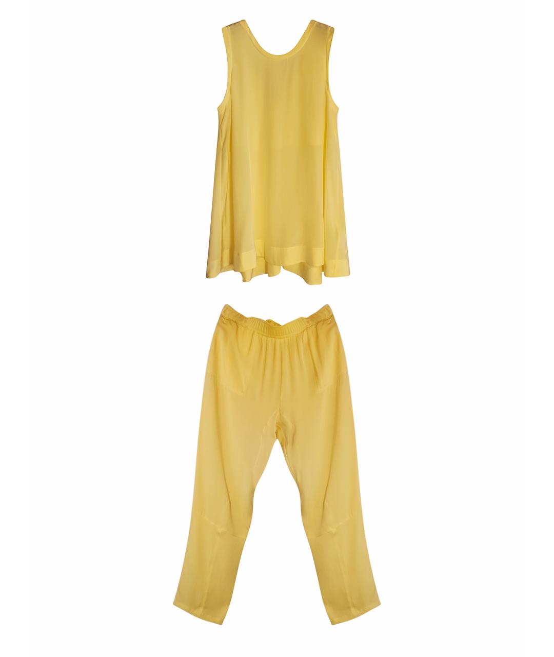 ERMANNO SCERVINO Желтый шелковый костюм с брюками, фото 1