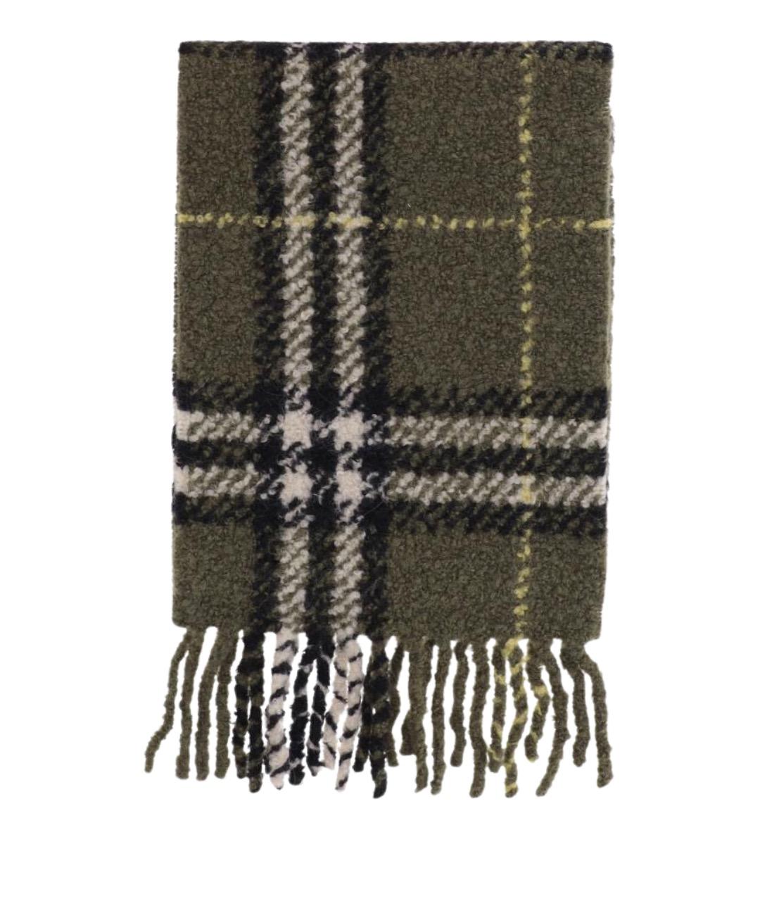 BURBERRY Зеленый шерстяной шарф, фото 1