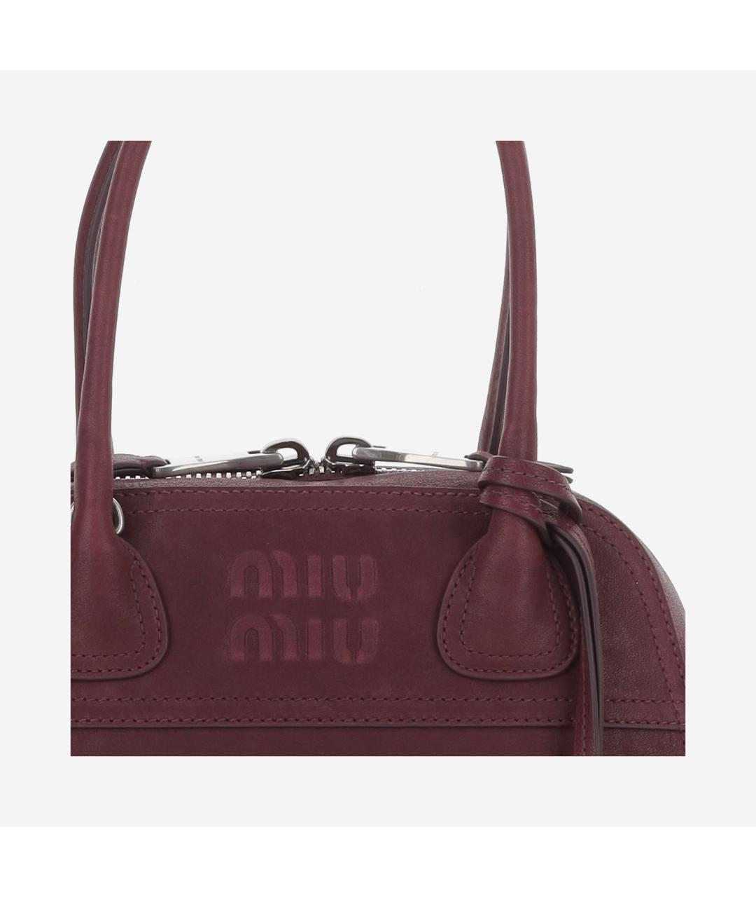 MIU MIU Бордовая кожаная сумка тоут, фото 4