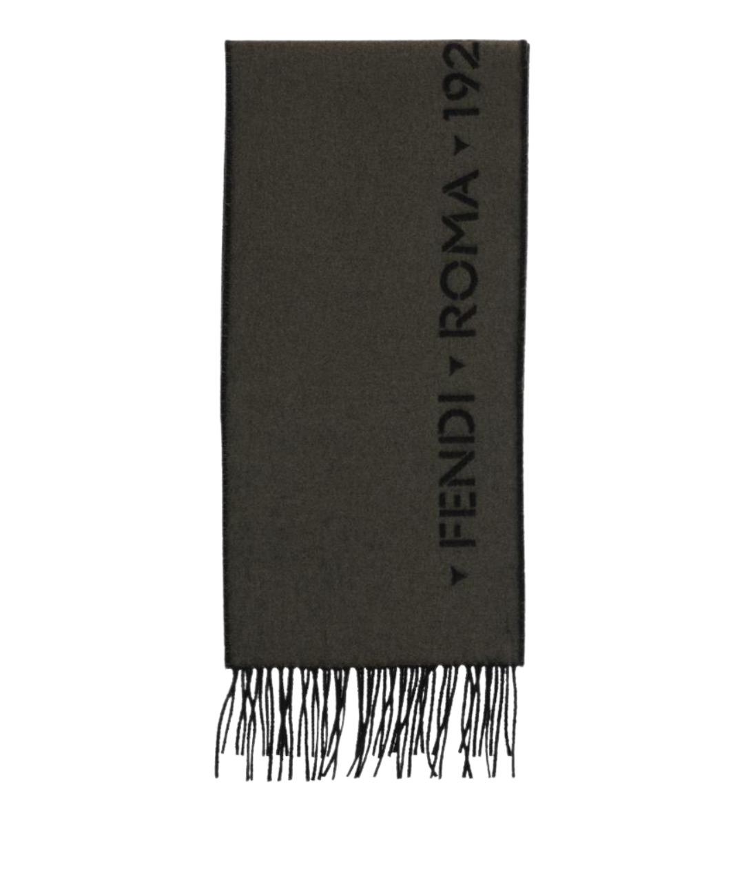 FENDI Хаки шерстяной шарф, фото 1