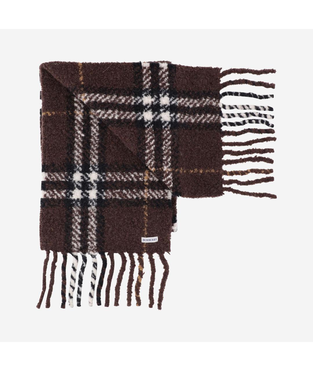BURBERRY Коричневый шерстяной шарф, фото 3