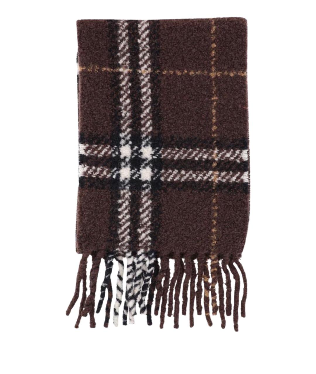 BURBERRY Коричневый шерстяной шарф, фото 1