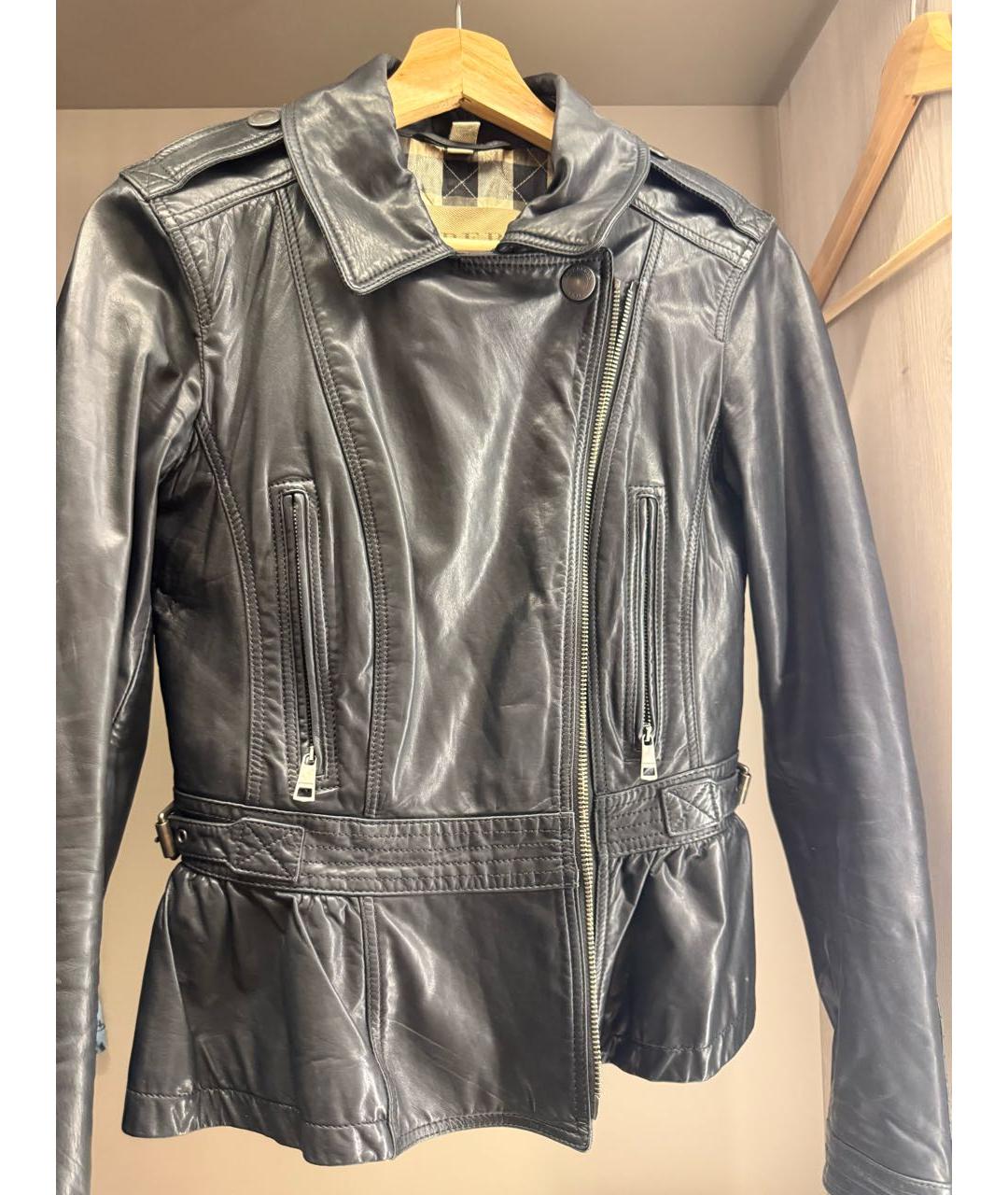 BURBERRY Черная кожаная куртка, фото 3