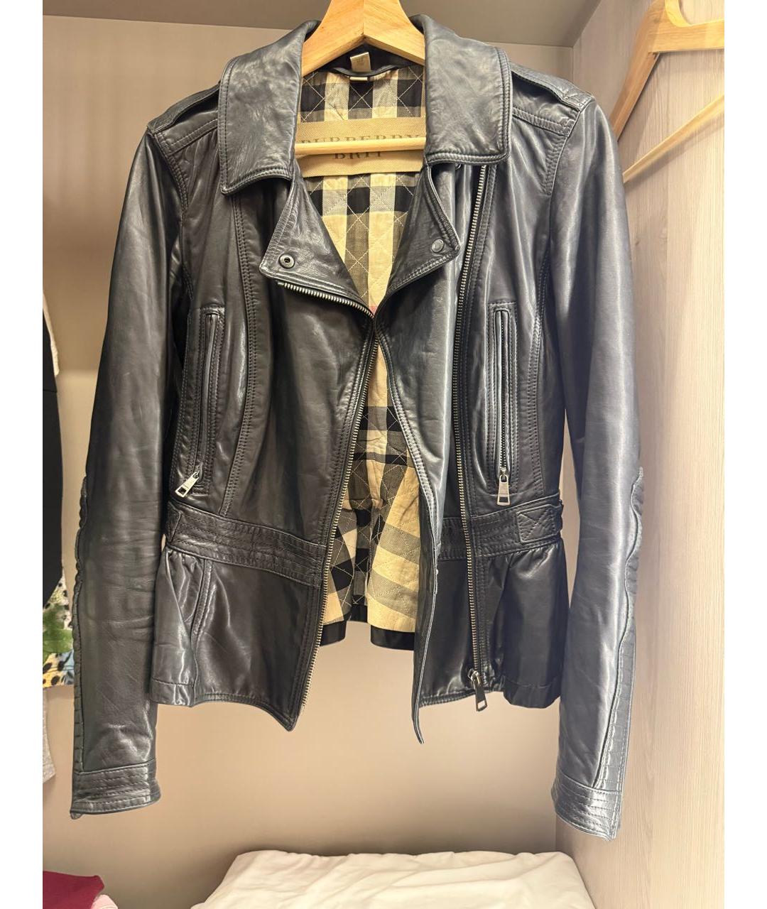 BURBERRY Черная кожаная куртка, фото 6