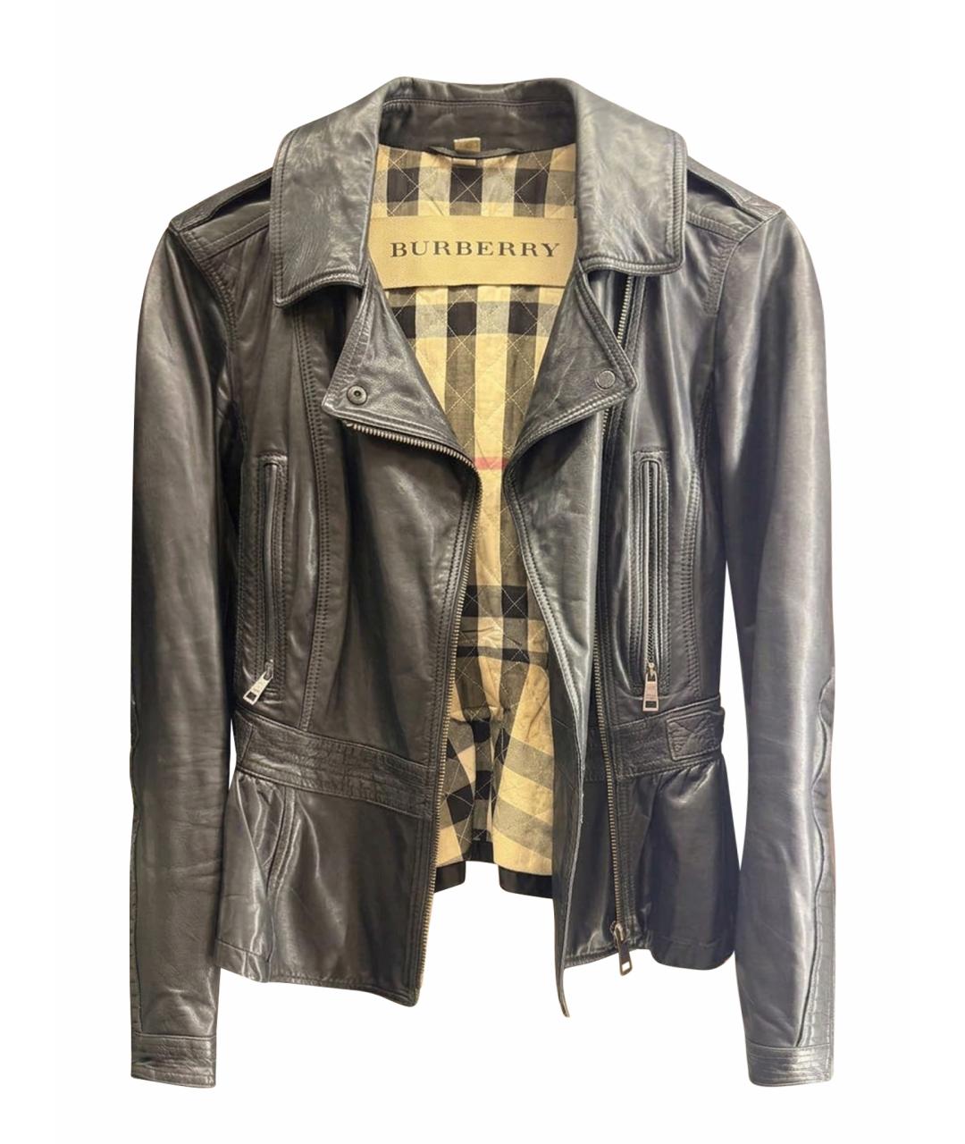BURBERRY Черная кожаная куртка, фото 1