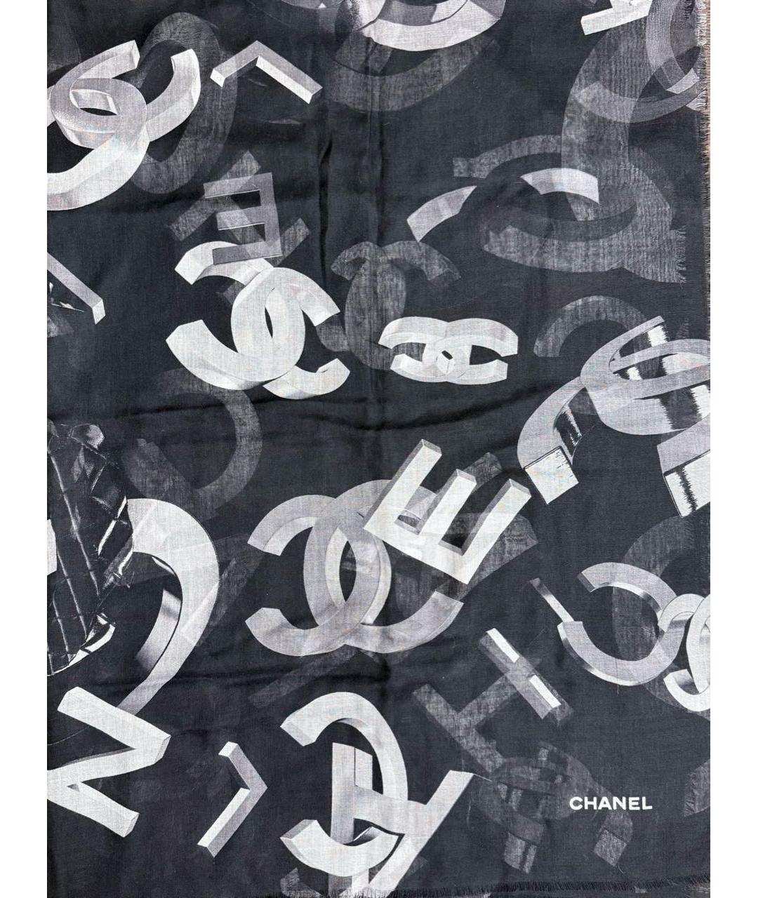 CHANEL Черный кашемировый шарф, фото 6