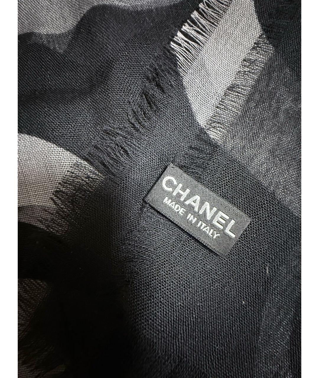 CHANEL Черный кашемировый шарф, фото 7
