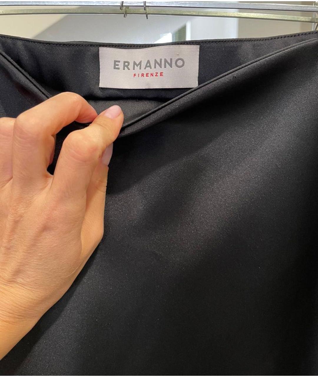 ERMANNO FIRENZE Черная атласная юбка миди, фото 2
