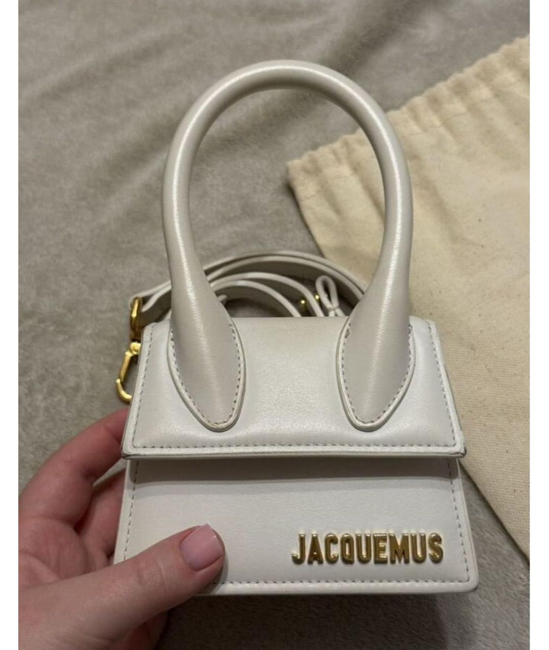 JACQUEMUS Белая кожаная сумка через плечо, фото 6