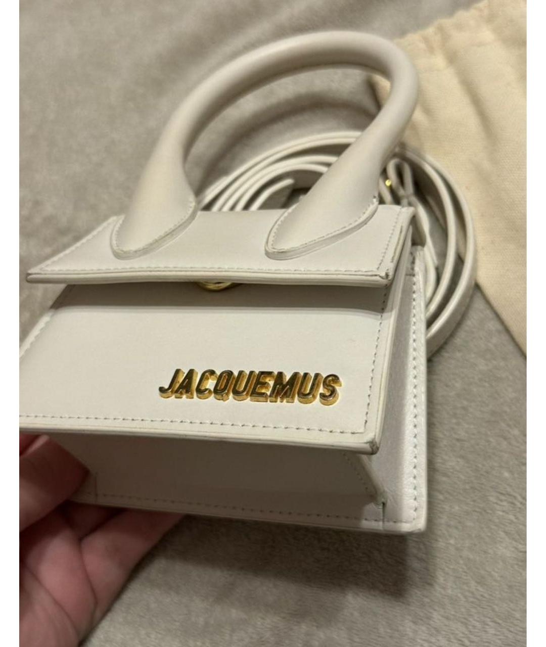 JACQUEMUS Белая кожаная сумка через плечо, фото 7