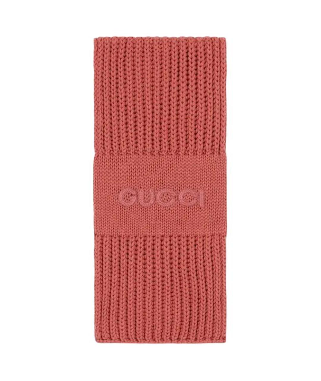 GUCCI Коралловый шерстяной шарф, фото 1