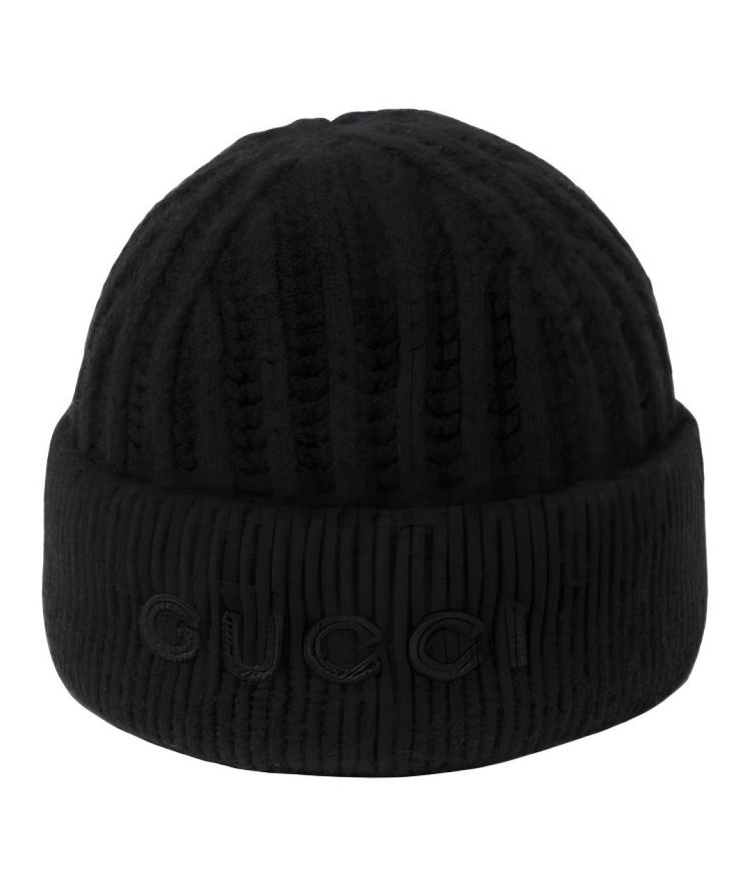 GUCCI Черная шерстяная шапка, фото 1