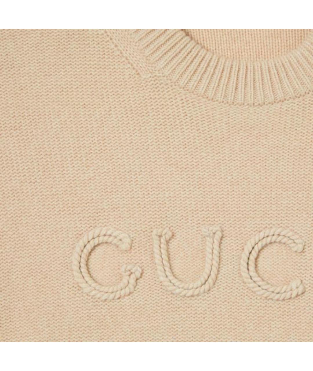 GUCCI Бежевый шерстяной джемпер / свитер, фото 2