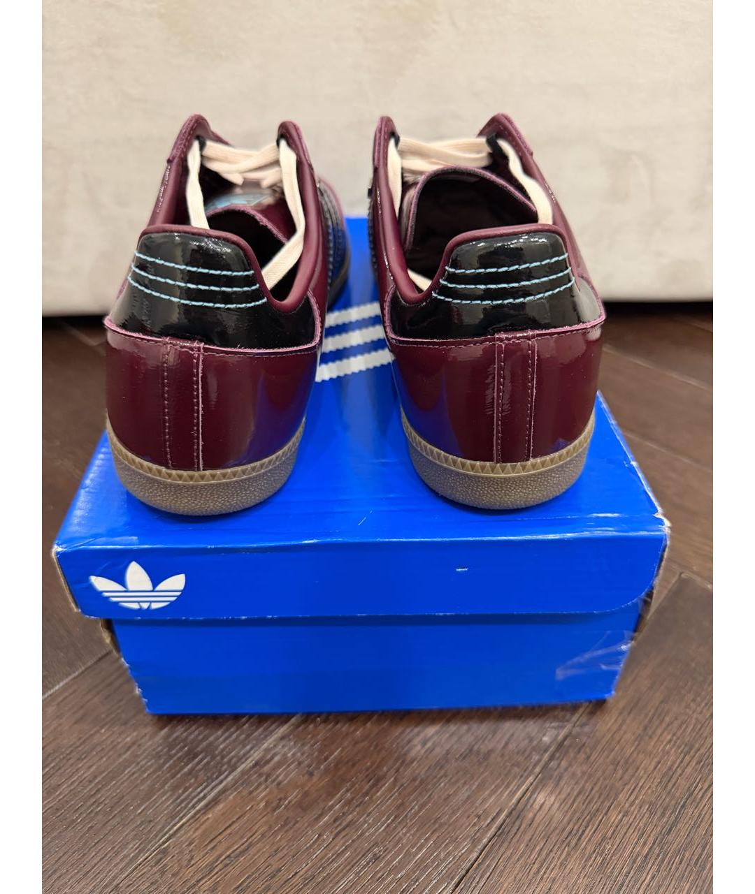ADIDAS Бордовые низкие кроссовки / кеды из лакированной кожи, фото 3