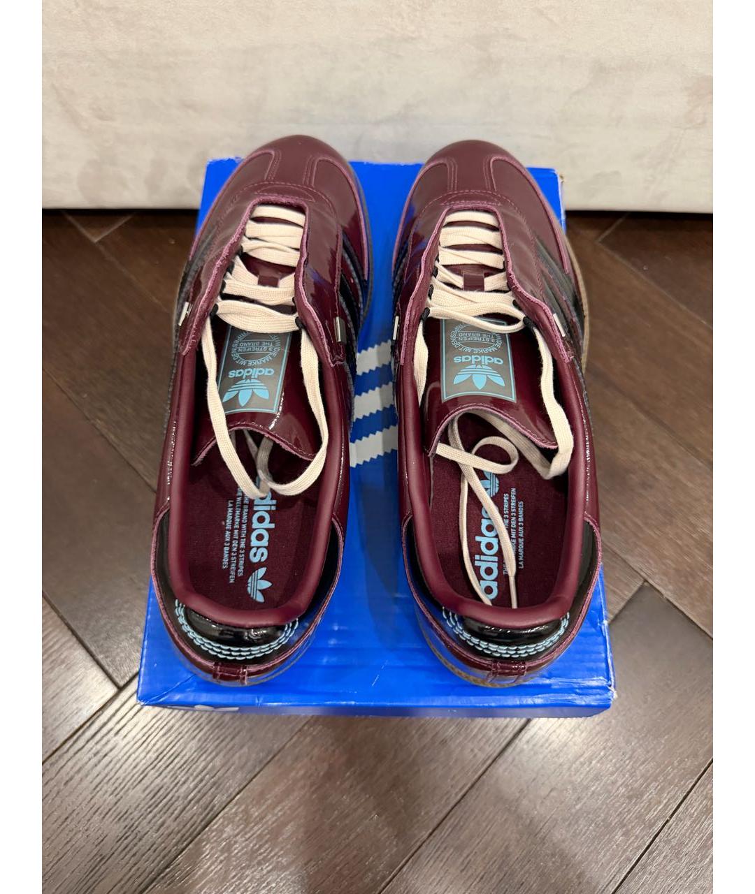 ADIDAS Бордовые низкие кроссовки / кеды из лакированной кожи, фото 2