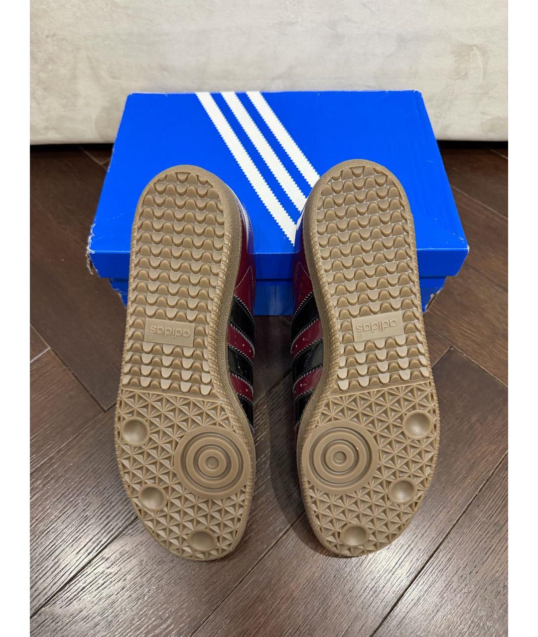 ADIDAS Бордовые низкие кроссовки / кеды из лакированной кожи, фото 5