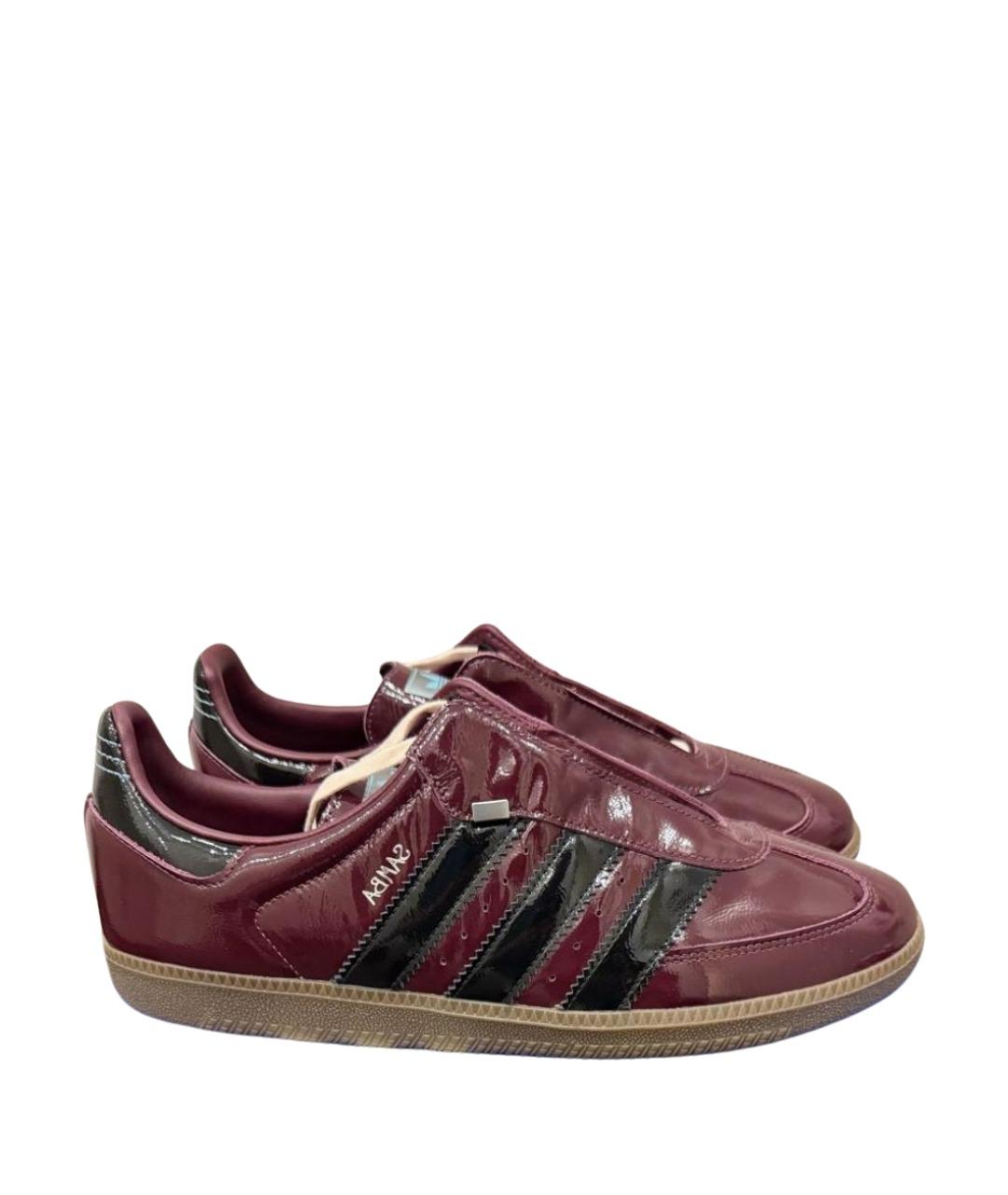 ADIDAS Бордовые низкие кроссовки / кеды из лакированной кожи, фото 1