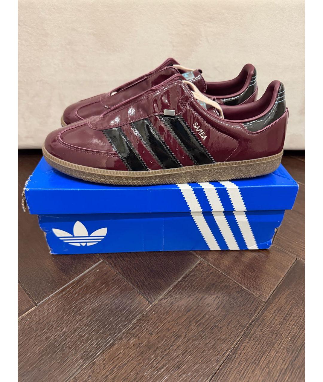 ADIDAS Бордовые низкие кроссовки / кеды из лакированной кожи, фото 8