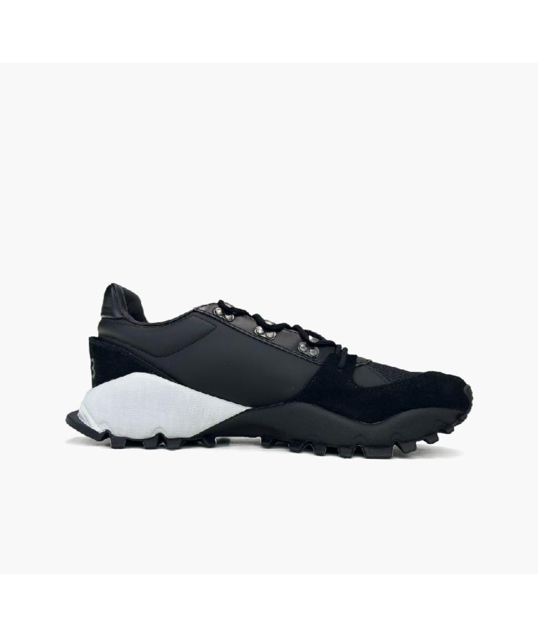 Y-3 Черные кожаные низкие кроссовки / кеды, фото 3