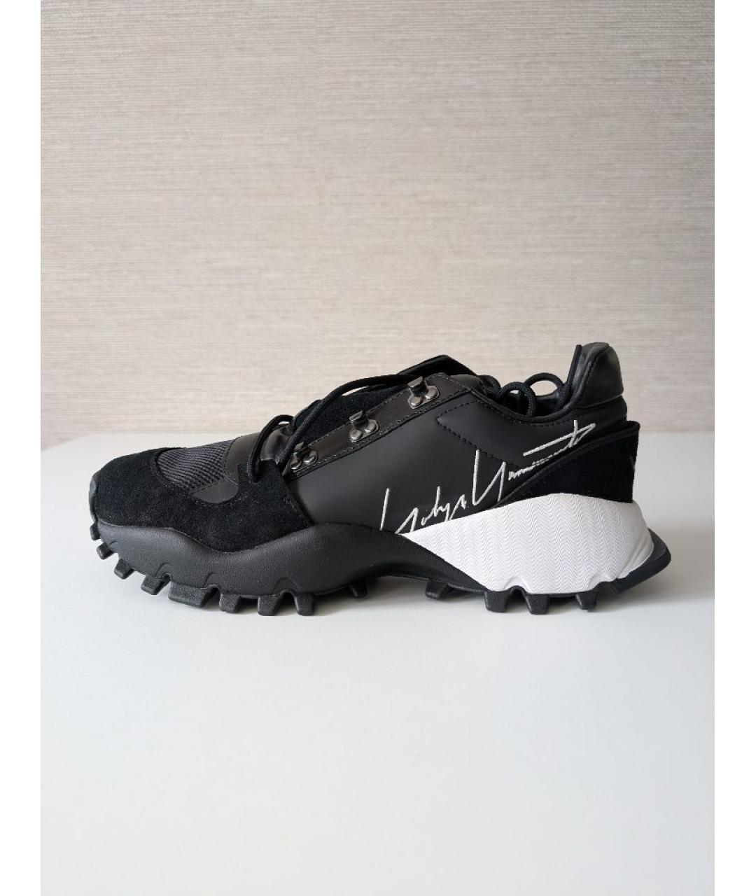 Y-3 Черные кожаные низкие кроссовки / кеды, фото 10