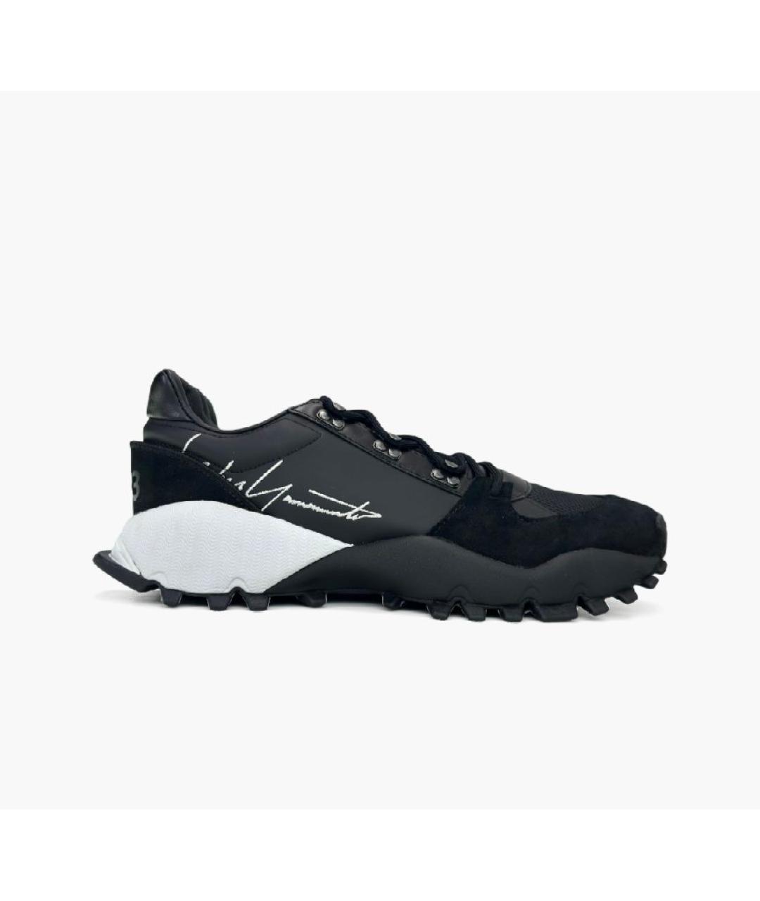 Y-3 Черные кожаные низкие кроссовки / кеды, фото 5