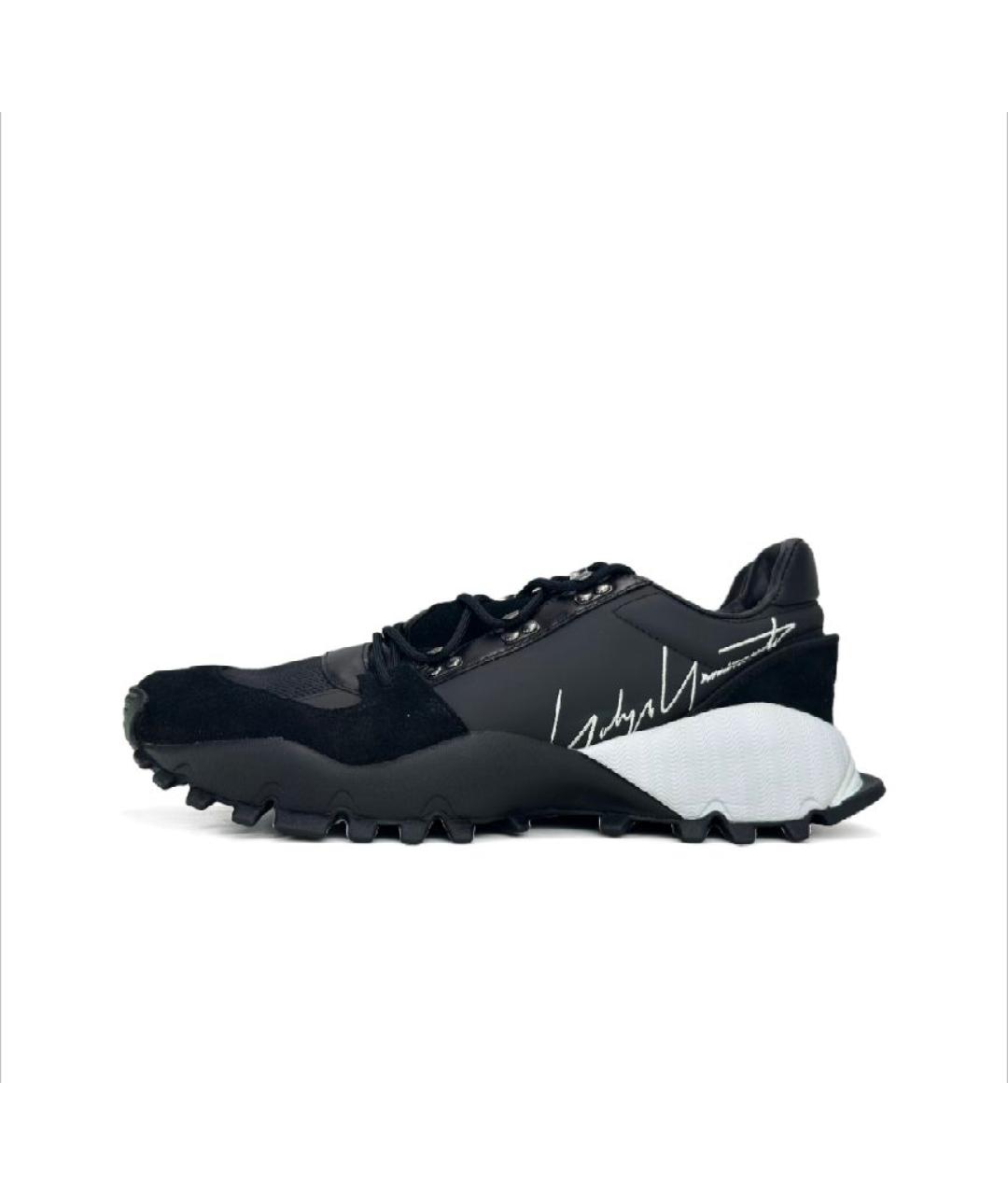 Y-3 Черные кожаные низкие кроссовки / кеды, фото 2