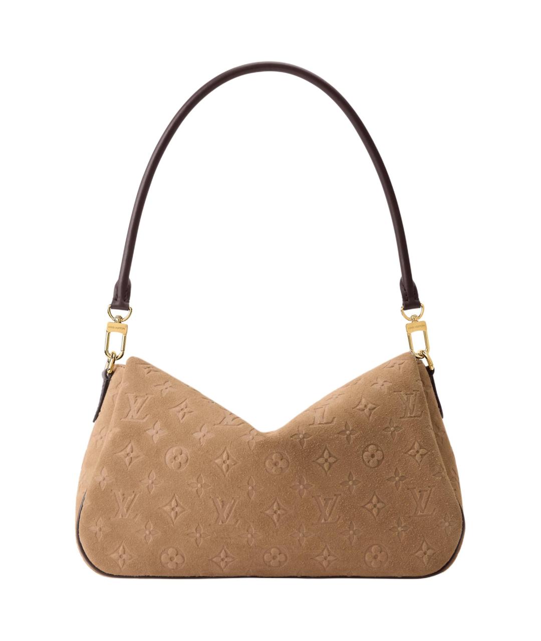 LOUIS VUITTON Коричневая замшевая сумка через плечо, фото 3