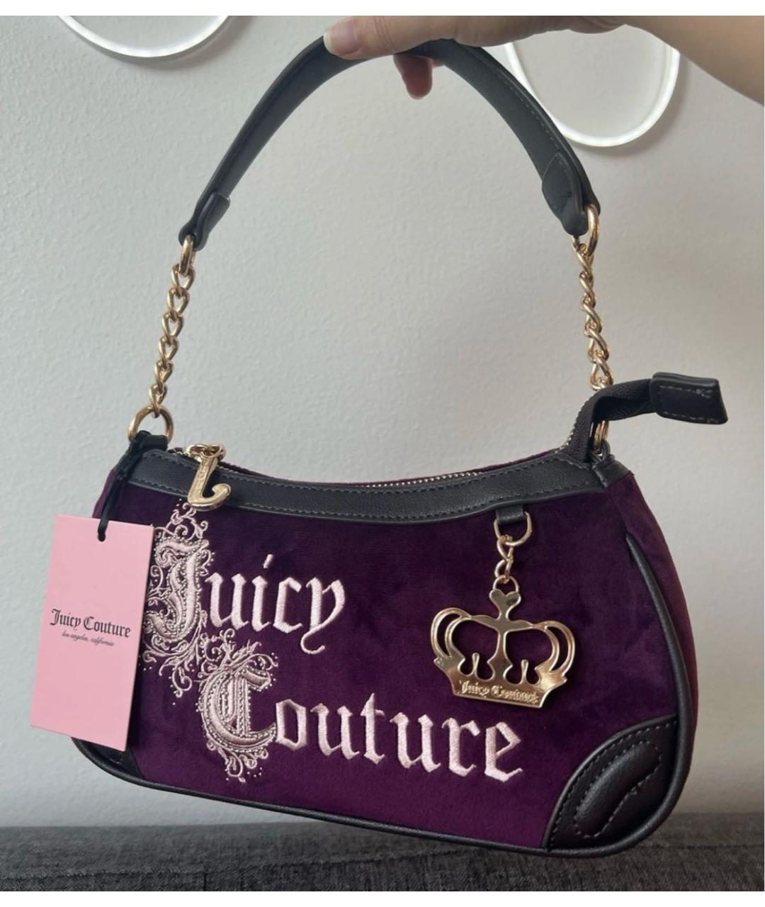 JUICY COUTURE Фиолетовая бархатная сумка через плечо, фото 4