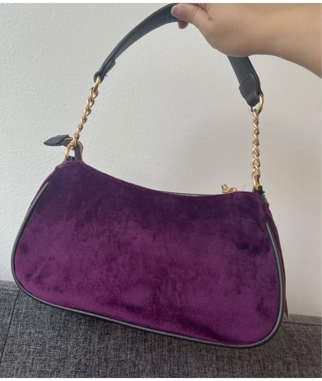 JUICY COUTURE Фиолетовая бархатная сумка через плечо, фото 3