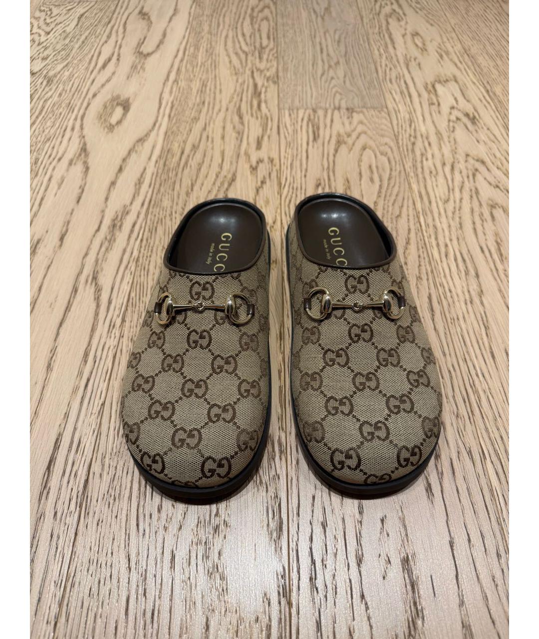 GUCCI Коричневые кожаные мюли, фото 2