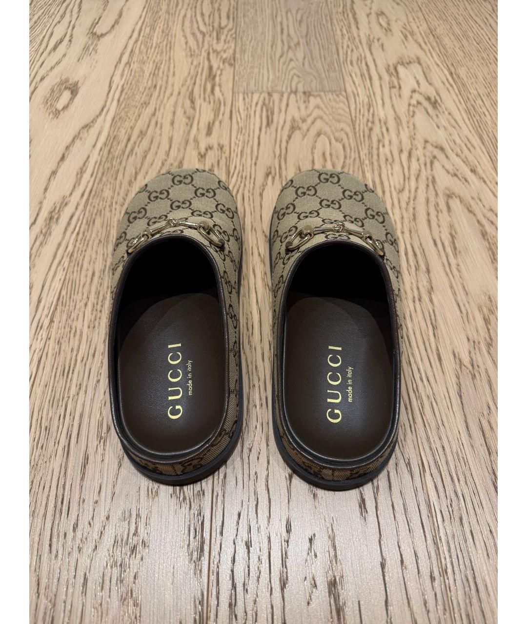 GUCCI Коричневые кожаные мюли, фото 3