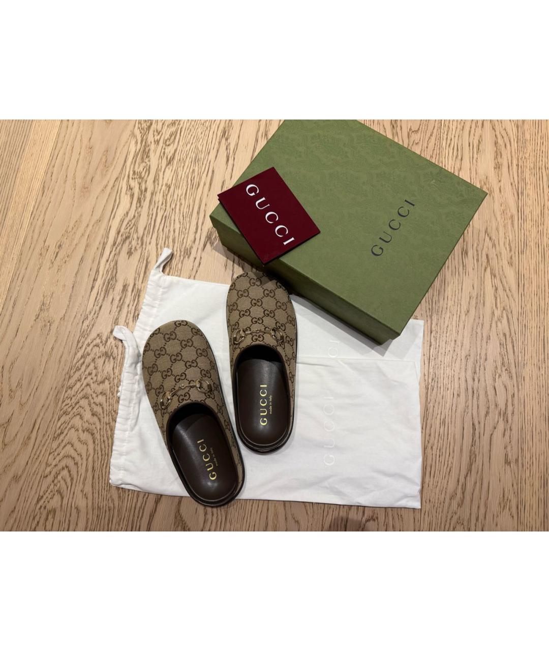 GUCCI Коричневые кожаные мюли, фото 5
