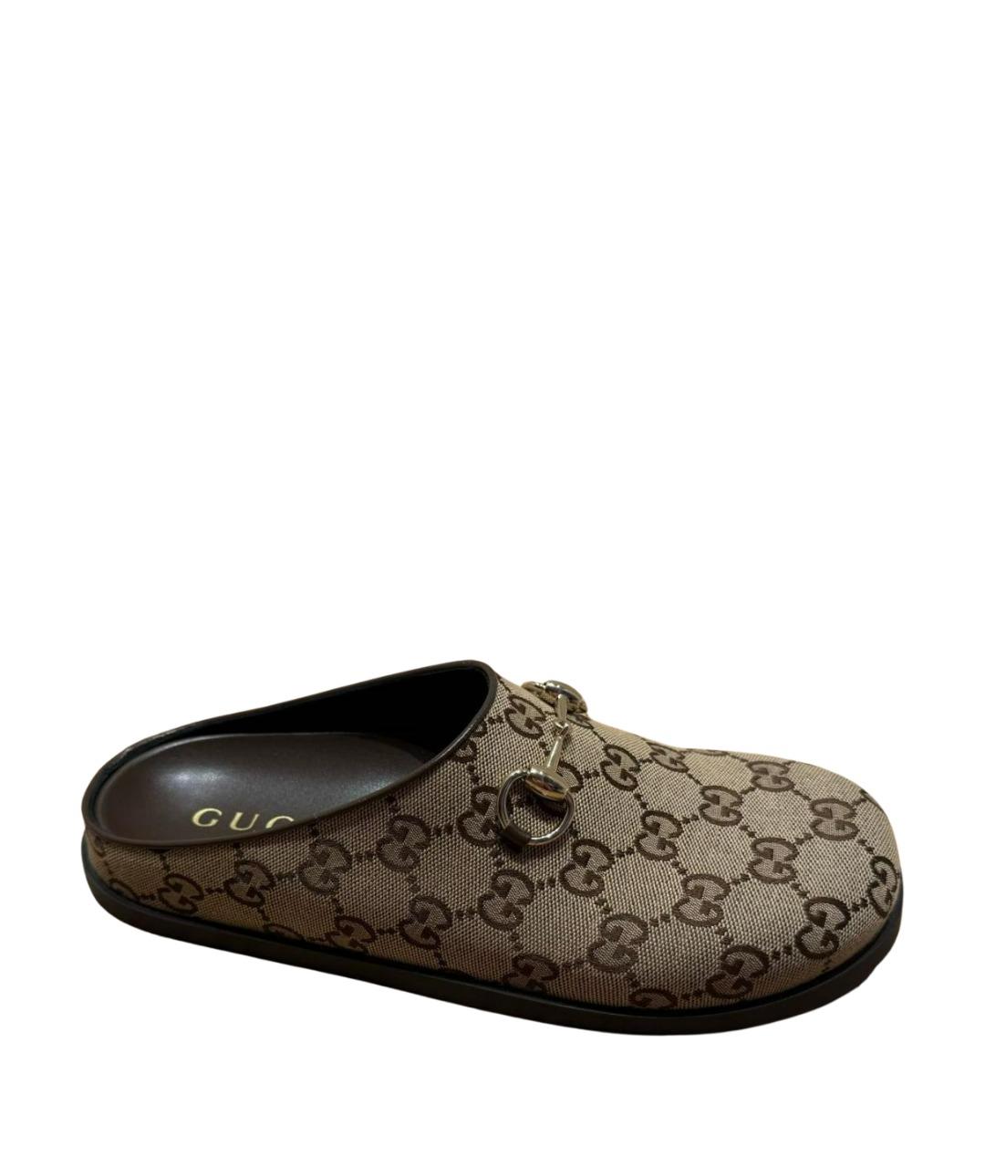 GUCCI Коричневые кожаные мюли, фото 1