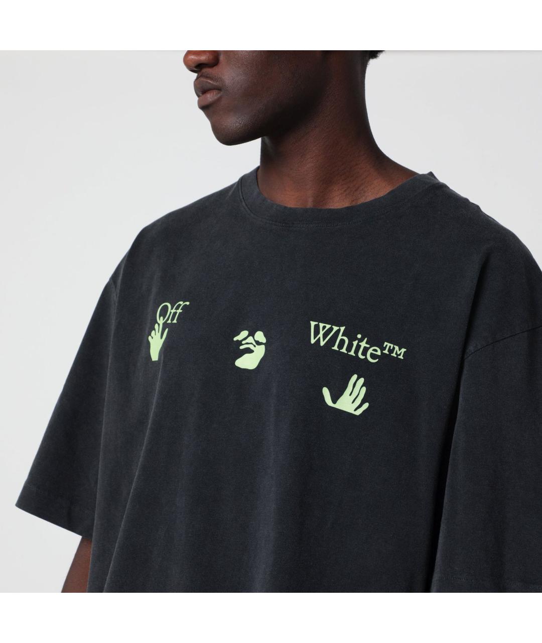 OFF-WHITE Черная хлопковая футболка, фото 2