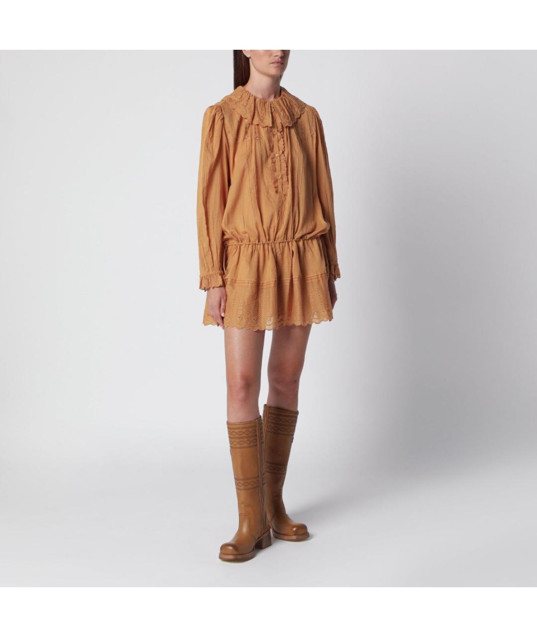 ISABEL MARANT ETOILE Оранжевое хлопковое повседневное платье, фото 3