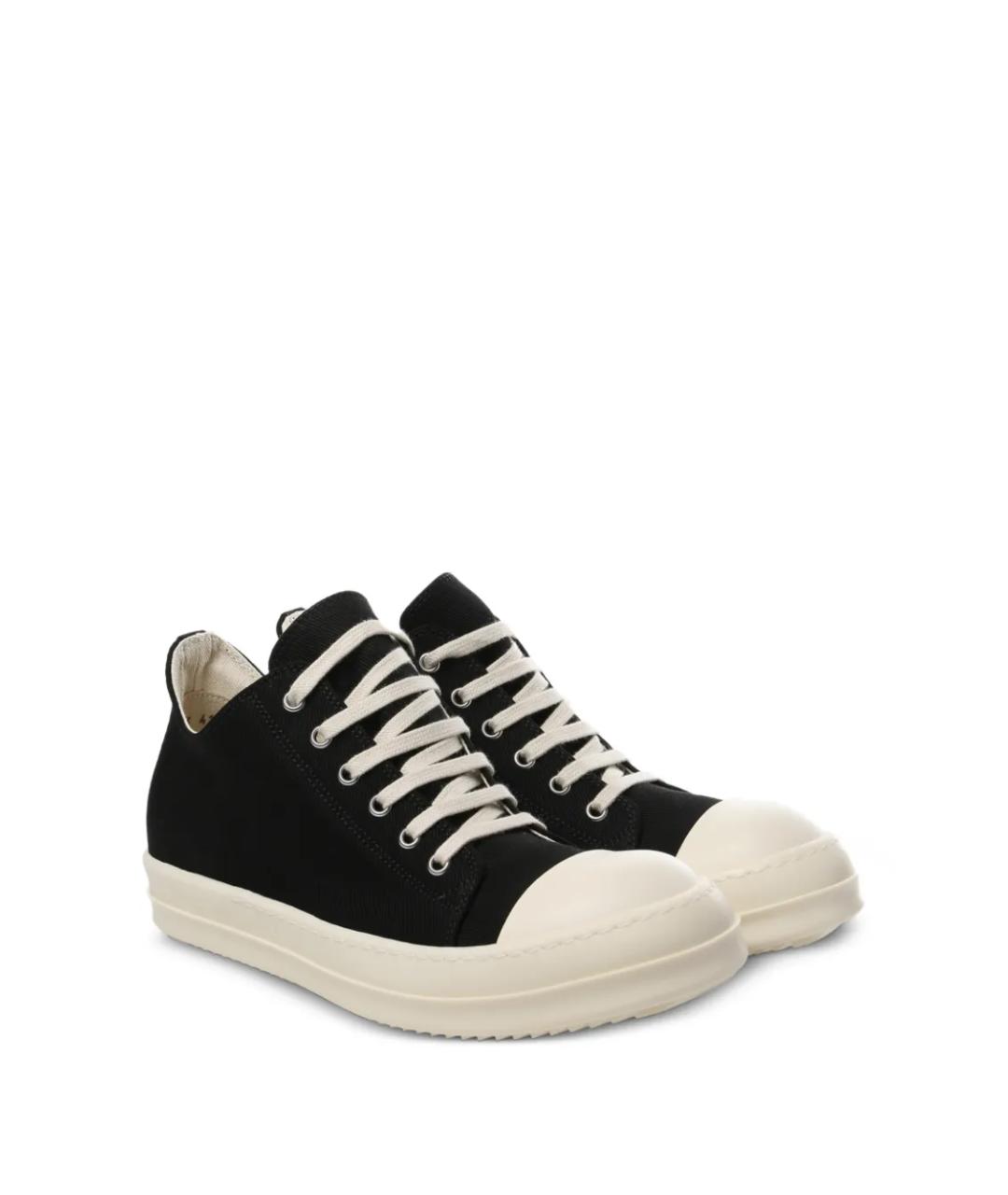 RICK OWENS DRKSHDW Черные текстильные низкие кроссовки / кеды, фото 3