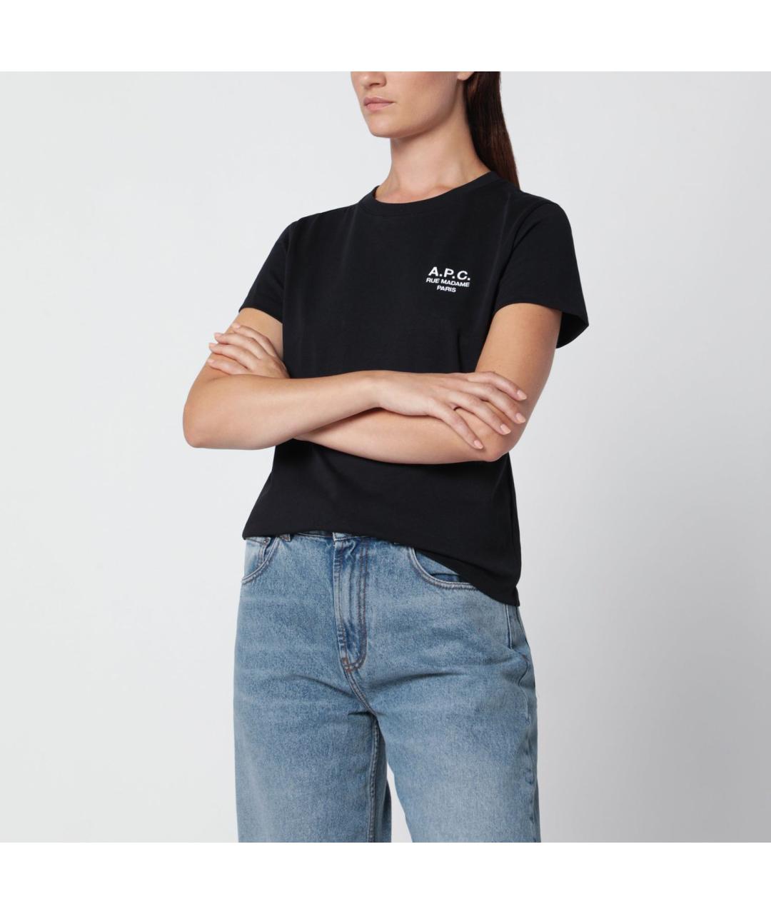 A.P.C. Черная хлопковая футболка, фото 2