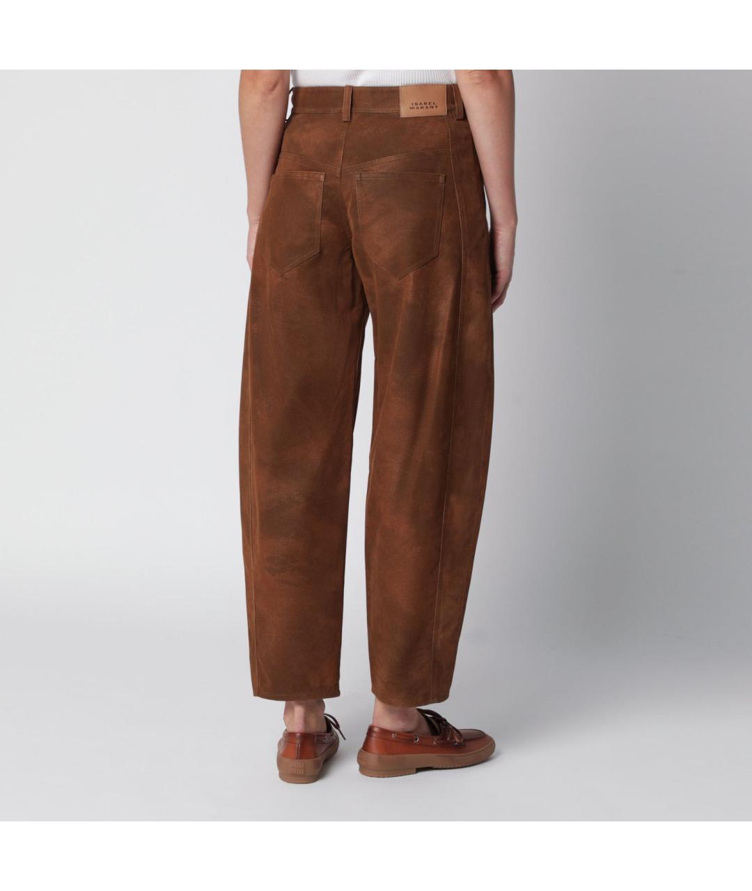 ISABEL MARANT ETOILE Коричневые полиэстеровые прямые брюки, фото 2