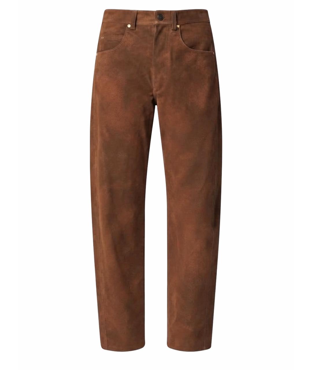 ISABEL MARANT ETOILE Коричневые полиэстеровые прямые брюки, фото 1
