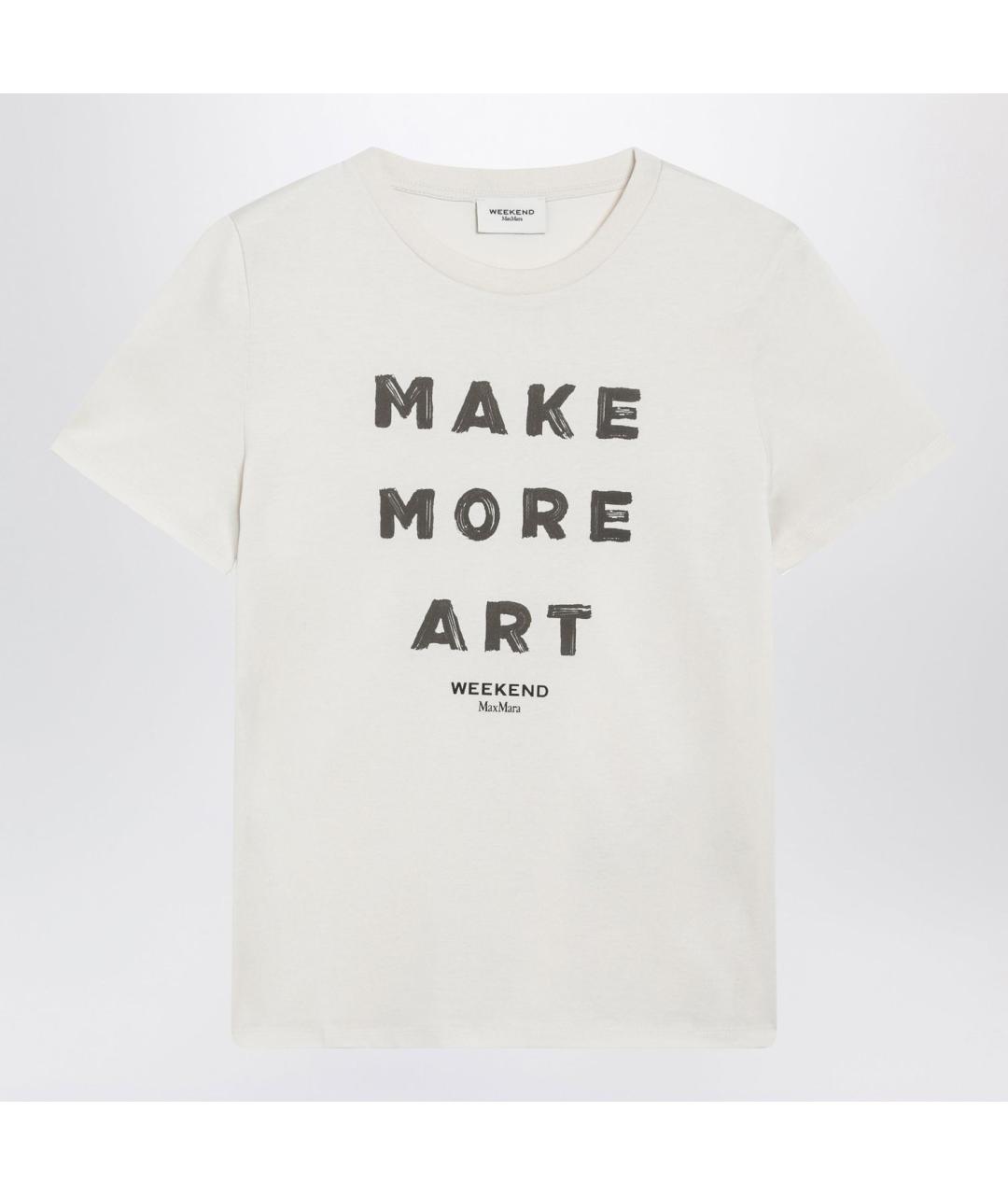 WEEKEND MAX MARA Бежевая хлопковая футболка, фото 3