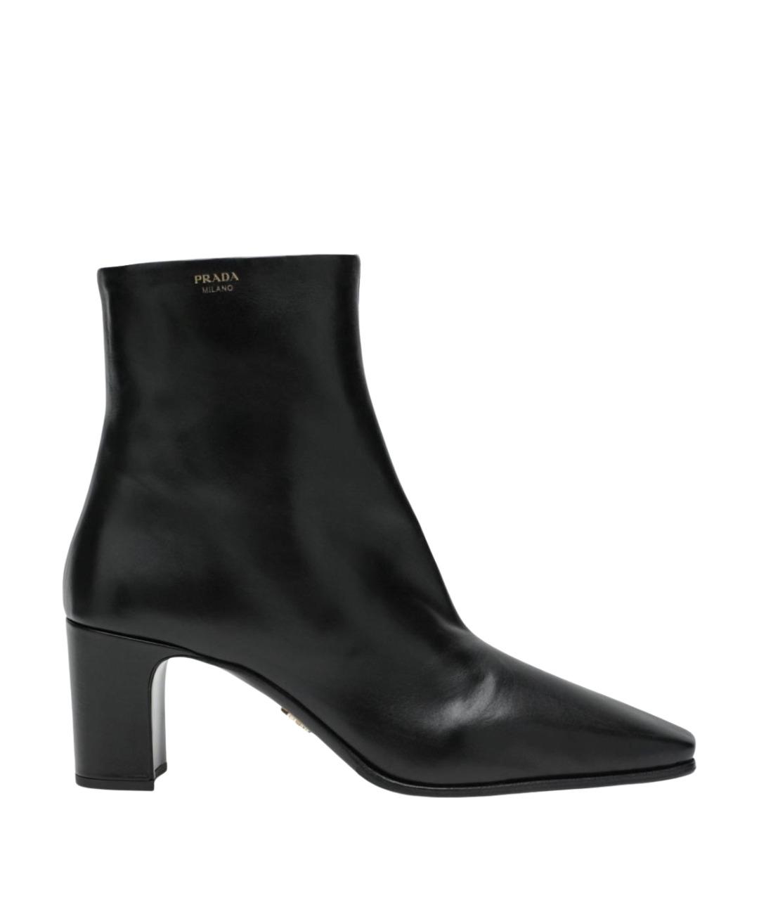 PRADA Черные кожаные ботильоны, фото 1