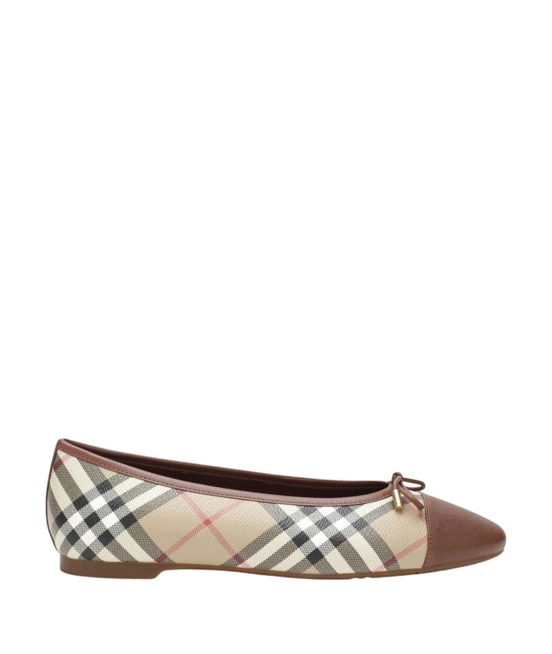 BURBERRY Бежевые синтетические балетки, фото 1